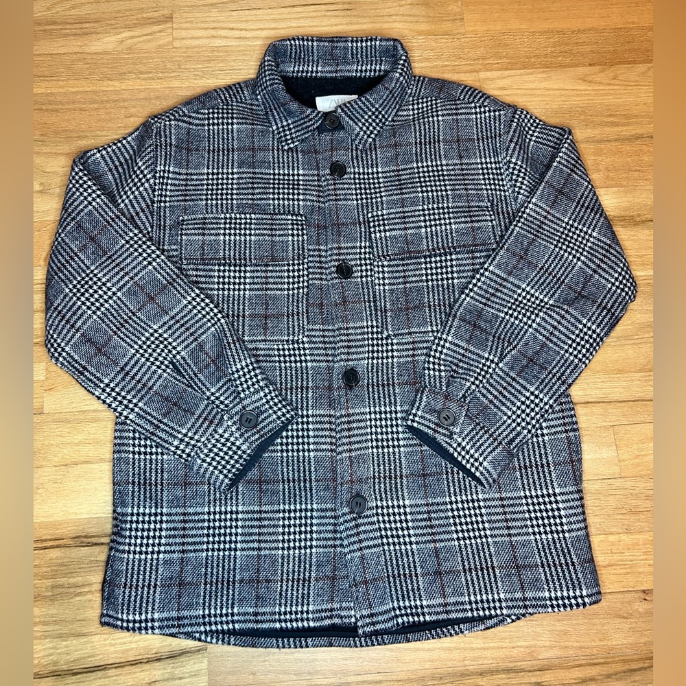 Zara Plaid Wool Blend Jacket, Size 11-12 Youth
